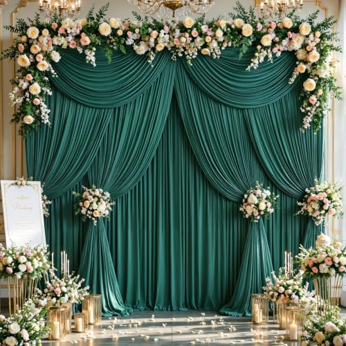 40ftx10ft Wrinkle Free Hunter Green Backdrop Curtain - 10 Feet Photography Backdrop Drapes, Silky Polyester Back Drop Cloth for Wedding Baby Shower Balloon Arch Background - Image 2