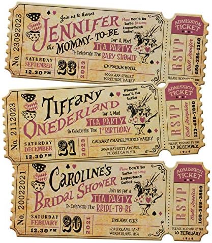 Summer-Ray 24 Sets Personalized Vintage Alice in the Wonderland Tea Party Invitation with Envelope Holder for Bridal Shower, Baby Shower, Birthday Party by Summer-Ray.com