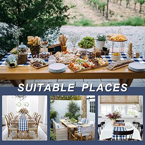 Hiasan Buffalo Plaid Table Runner Navy Blue and White 14W x 60L, 1 Piece - Image 6