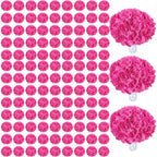 AVIVIHO 105Pcs Hot Pink Fake Flowers Hydrangea Artificial Flowers Bulk (Not Squished, No Steaming Need) Silk Flowers with Stems for Wedding Decor,Home,Baby Shower,Table Centerpieces Decoration by Aviviho