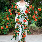 2 PCS 12FT Bendable Flower Garland, Fake Rose Vine for Home Decor,Orange - Image 3