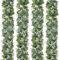 Eucalyptus Garland with White Flowers 4 Packs 5.9Ft Artificial Plants Vines by KHOYIME