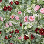 TOCHGREEN 4 Pack Artificial Eucalyptus Flower Garland with Red Pink Roses - Image 5