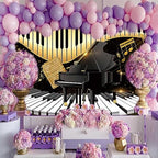 Piano Backdrop, Piano Keyboard Musical Notes Photography Background, 8x6ft - Image 5