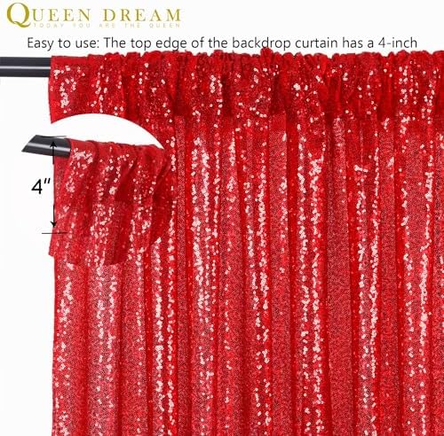 8ft x 8ft Red Sequin Backdrop Curtain Sparkle Photo Backdrop - Image 6