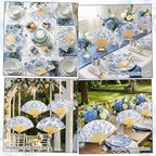 Briwooody 30 Set Blue Floral Hand Folding Fans with Organza Bags Bulk Chinoiserie Wedding Favors for Guests Blue and White Paper Fan for Bridal Shower Supplies Bridesmaid Gifts Party Decorations - Image 5