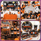 254Pcs Halloween Birthday Party Decorations, Happy Boo Day Decorations Kit with Happy Booday Banner Balloon Plates Napkins Cake Toppers and Stickers for Birthday Ghost Party - Image 7