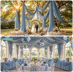4 Panels 5ft(W) x 20ft(L) Dusty Blue Ceiling Drapes for Wedding Parties - Image 5