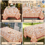 Ridhi Kashmiri Saffron Paisley Hand Block Print Cotton Rectangle Tablecloth 52x72 inch Reusable Table Cover Decorative Everyday Use for Dining Room, Farmhouse, Home Gift for Spring, Summer - Image 5