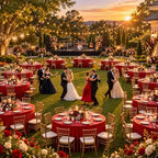 GALLETY 4 Pack Red Round Spandex Tablecloth for 5 FT Tables, Fitted Stretch Round Table Cover, 120 Inch Tablecloth for Wedding, Birthday, Christmas and Valentine’s Day Party - Image 5