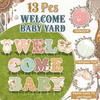 Ripeng 13 Pcs Boho Baby Shower Decorations Welcome Baby Yard Signs with Stakes 15 Inch Tall Lawn Signs for Gender Reveal Theme Birthday Party Indoor Outdoor Supplies - Image 3