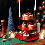 TP 3-Tier Cupcake Stands Melamine Dessert Stands Fruit Candy Display Tower for Wedding Birthday Tea Party and Baby Shower (2Pcs-Red) - Image 3