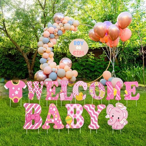 13 Pcs Baby Shower Yard Sign with Stakes, 12 Inch Its A Girl Garden Signs - Image 6