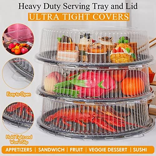 6 Pack Disposable Catering Trays with Lids for Party, 16 Inch, Black - Image 3