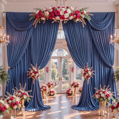 40x12ft Navy Blue Backdrop Curtains for Parties Wrinkle Free Fabric Backdrop Curtain Birthday Photo Drapes Backdrop for Wedding Baby Shower Bridal Photo Shoot Photography Back Drop 8 Panels 5x12FT - Image 5