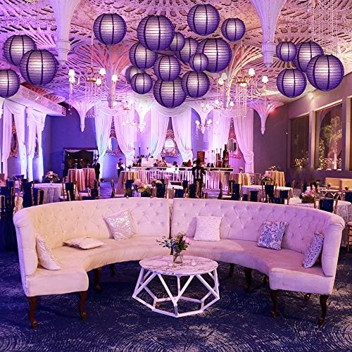 Quasimoon PaperLanternStore.com Ultimate 20-Piece Dark Purple Paper Lantern Party Pack - Assorted Sizes of 6, 8, 10, 12 Inch (5 Round Lanterns Each) for Weddings, Birthday, Events and Decor - Image 4