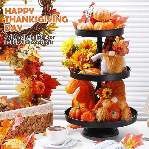 Maxdot 2 Pcs 3 Tier Cupcake Stand, Round Metal Dessert Tower,Black - Image 3