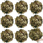 8 Bouquets of Artificial Peonies - Vintage Green by TOBILU
