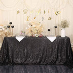 SquarePie Sequin Tablecloth 90x132 Inch Black for Halloween Wedding Party - Image 5