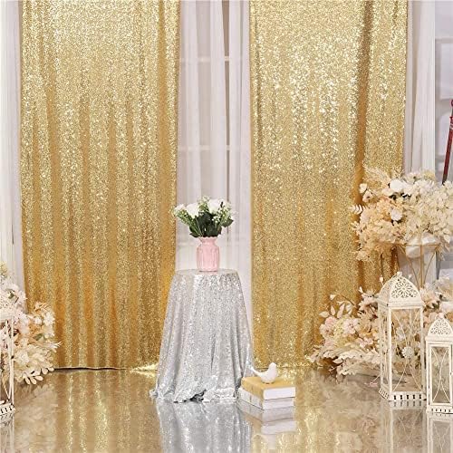 Eternal Beauty Gold Sequin Backdrop Curtains, 4 Panels 2x8FT - Image 5