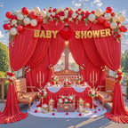30x8ft Red Backdrop Curtains for Parties Photo Wrinkle Free Polyester Photoshoot Curtains Drapes Backdrop for Baby Shower Wedding Birthday Party Graduation Photography Background 6 Panels 5x8FT - Image 4