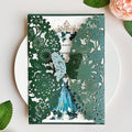 Hosmsua 5.12 x 7.3 Inch 50PCS Personalized Emerald Green Laser Cut Lace Flora Quinceanera Invitation Cards with Butterfly Invitations for Quinceañera Wedding Invite by Hosmsua