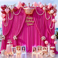 50x8ft Hot Pink Photo Backdrop Curtains for Parties Fuchsia Wrinkle Free Polyester Photoshoot Curtains Drapes Backdrop for Birthday Baby Shower Graduation Photography Background 10 Panels 5x8FT by Suppromo