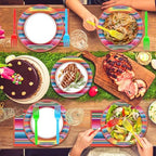 250 Pcs Mexican Fiesta Plates and Napkins, 50 Guests Disposable Mexico Serap Dinnerware Colorful Stripe Tableware Set for Cinco de Mayo Mexican Pinata Ponchos Party Supplies - Image 5