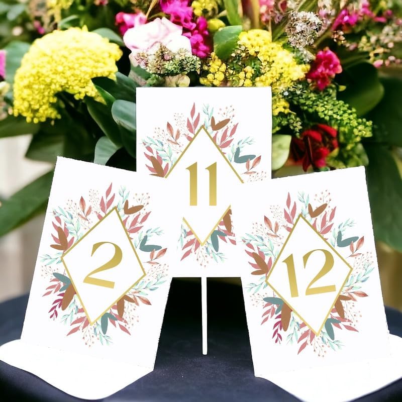 Multi Leaf Design Table Number Cards Double Sided Party Table Numbers for Reception Baby Shower Anniversary Birthday Bridal Party 5x7 100 Pcs - Image 3