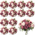 Geosar 24 Bundles Artificial Peonies Flowers,Dusty Pink, Dusty Rose by Geosar