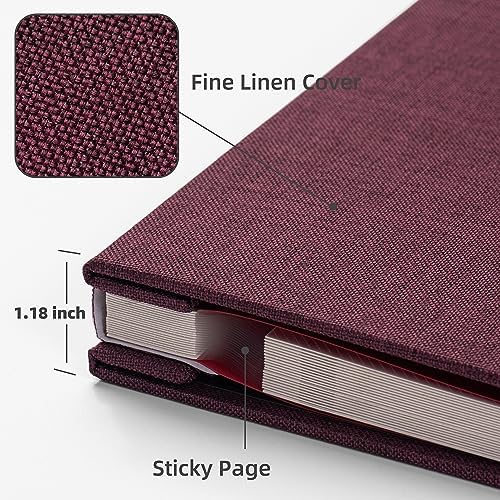 HoneyTolly Large Photo Album Self Adhesive, DIY Scrapbook Album for 4x6 8x10 10x12 Pictures, 60 Pages Linen Cover Memory Book, Ideal Gift for Family Wedding Baby Christmas Anniversary(Purple) - Image 3