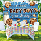 Milk and Cookie Baby Shower Backdrop A Sweet Baby Boy is On The Way Party Photo Background Milk and Cookie Baby Shower Decoration Banner Photo Booth Props 9x6ft - Image 6