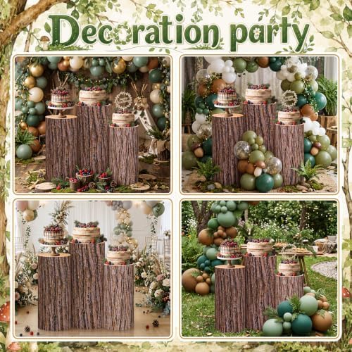 Mindsoft 3 Set Wooden Cylinder Stand Covers for Party, Wood Color - Image 6