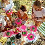 durony 350 Pieces Hot Pink Paper Dinnerware Set 7 Inch 9 Inch Disposable Dinner Plates Serve 50 Guests Paper Cup Cutlery Napkins Solid Color Party Supplies for Birthday Wedding Party Family Picnic - Image 7