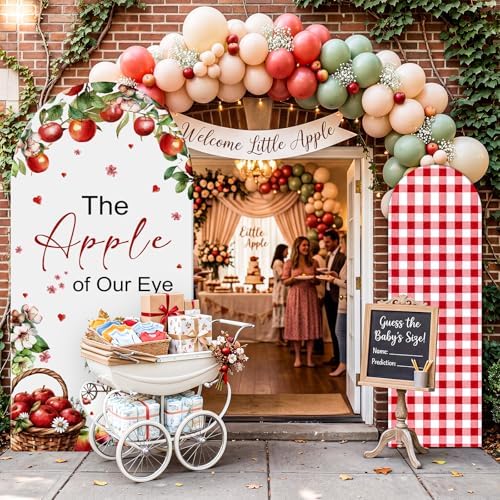 Tegeme 2 Pcs 7.2ft & 6ft The Apple of Our Eye Arch Backdrop Cover - Image 6