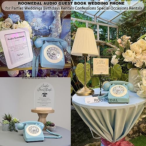 Audio Guest Book Wedding Phone, Record Customized Audio Message with Guest Book Retro Phone Audio GuestBook for Wedding Birthday Party Confession Audio Message Voicemail (Pink - Key) - Image 5