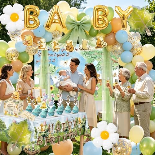 153Pcs Classic Winnie Bear Baby Shower Decorations Party Supplies - Image 6