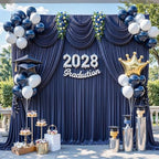 40x8ft Navy Blue Photo Backdrop Curtains for Parties Birthday Wrinkle Free Polyester Photoshoot Curtains Drapes Backdrop for Wedding Baby Shower Graduation Photography Background 8 Panels 5x8FT - Image 4