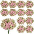 Dusty Pink Artificial Flowers 12 Bundles Silk Floral with Stems by TOBILU