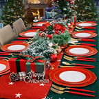 WDF 30Guest Red Plastic Plates - Gold Plastic Silverware With Red Handle - Red Plates Disposable- Baroque Plastic Dinnerware for Wedding Baby Shower Spring Birthday - Image 7