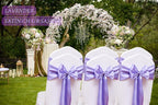50 Pack Satin Lavender Chair Sashes for Wedding Birthday Graduation Baby Shower Party Hotel Meeting Decorations, Lavender Chair Bows for Banquet Chairs Folding Chairs Decor - Image 4