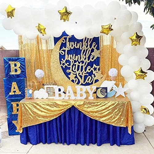 90x132inch Rectangle Sparkly Gold Sequin Tablecloth Wedding Glitter Drapes - Image 4