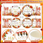 450 Pcs Tableware Set, Serve 50, Orange, Happy Friendsgiving - Image 3