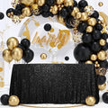 SquarePie Sequin Tablecloth 90x132 Inch Black for Halloween Wedding Party by SquarePie