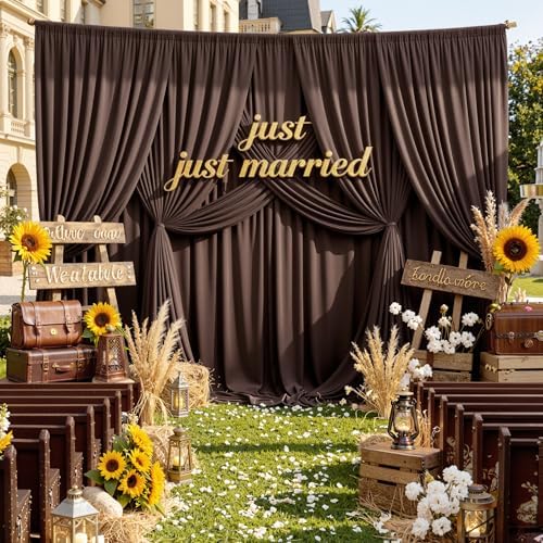 10x14ft Brown Backdrop Curtains for Wedding Party, 2 Panels 14 ft Long Back Drop Cloth, Wrinkle-Free Polyester Drapes for Birthday, Baby Shower, Stage Photography Background - Image 7