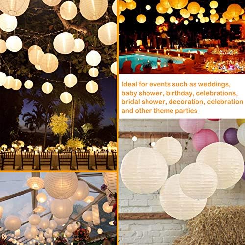 30 Pack White Paper Lanterns 4" 6" 8" 10" 12" Assorted Sizes, CertBuy White Hanging Round Lanterns for Birthday Wedding Baby Shower Festival Christmas Party Decoration - Great for Indoor or Outdoor - Image 3