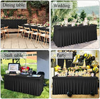 Besutolife Black Tablecloth for Rectangle Table 6ft Spandex Table Skirt One-Piece Design for Birthday Parties Wedding - Image 4