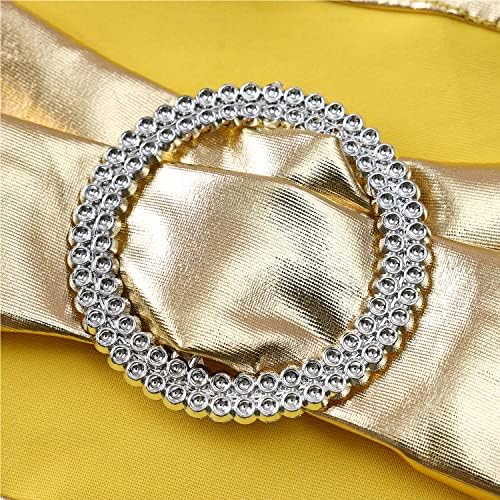Spandex Gold Chair Sashes Bows 50 Pack Stretch Chair Bands with Buckles Elastic Slider Chairs Ties for Wedding Decorations Party Reception Events Banquet Decor - Metal Gold - Image 4