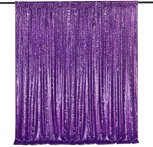Purple Sequin Backdrop 8ft x 8ft Glitter Party Backdrop Curtains by QueenDream