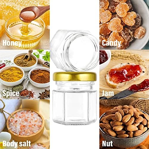 GIVAMEIHF Mini Glass Honey jars-1.5oz,60 pcs Hexagon Small Honey Jars,Bee Stickers,Tags,Jutes Rope,Mini Honey Jars with Lids,Perfect for Jams,Baby Shower,Wedding Favors,Party Favors(No Dippers) - Image 5
